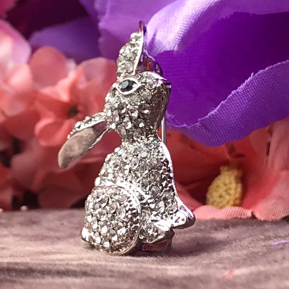Austrian Crystal Bunny Brooch‎ - Picture 2 of 9